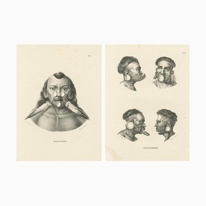 Brodtmann, Maxuruna and Botocudo Peoples, 1827, Lithographs, Set of 2