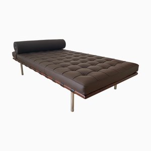 Braunes Bauhaus Leder Barcelona Daybed von Ludwig Mies Van Der Rohe für Knoll, 1970er
