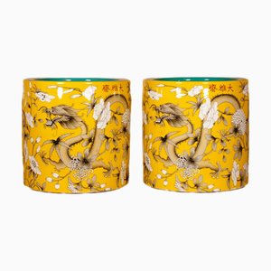 Vases Fleur Dragon Pastel, Set de 2