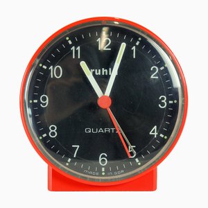 Vintage Alarm Clock in Red Plastic from Ruhla, GDR, 1970s