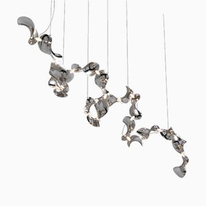 Lampada a sospensione Dune 20 a spirale con paralumi argentati di Daniel Becker