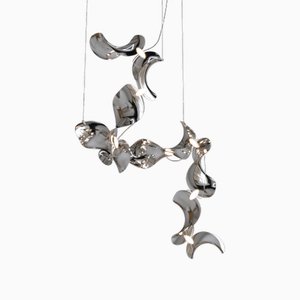 Dune 10 Spiral Pendant Light with Silver Polished Shades by Daniel Becker