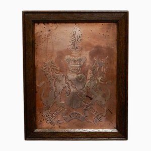 Antikes The Carlton Hotel Wandschild aus Kupfer, 1907