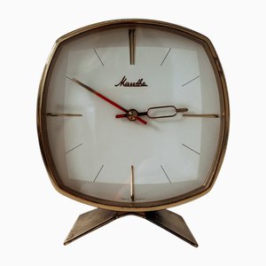 Orologio da tavolo in ottone di Mauthe, Germania, 1960