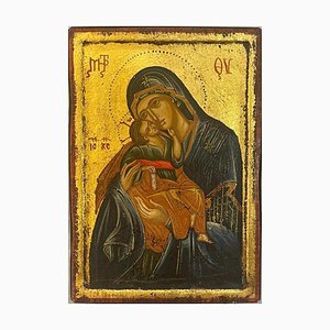 Ancient Russian Icon of Madonna and Child, 1800s