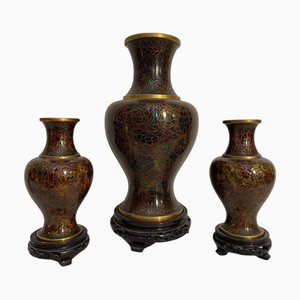 Vasi Cloisonné, Giappone, set di 3
