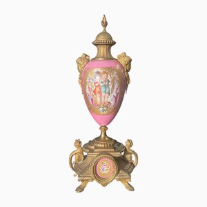 Vase Potiche en Bronze et Céramique, France, 1990s