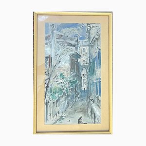 Bruno Martini, Urban Landscape, Watercolor, Framed