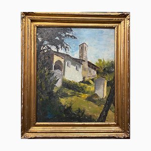 Giancarlo Amurri, View of Small Church, Oil on Canvas, Framed