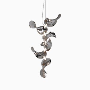 Dune 6 Vertical Cluster Light with Silver Polished Shades by Daniel Becker