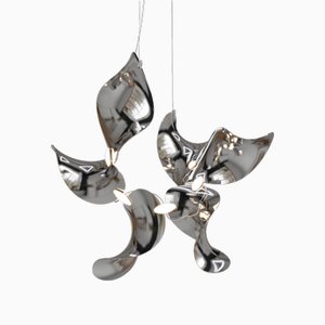 Dune 6 Cluster Pendant Light with Silver Polished Shades by Daniel Becker