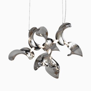 Dune 8 Cluster Pendant Light with Silver Polished Shades by Daniel Becker