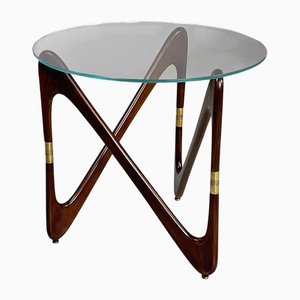 Mid-Century Modern Coffee Table in Glass and Wood, Italy, 1950s