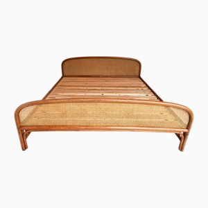 Double Bed in Rattan and Vienna Straw by Gervasoni, 1970s