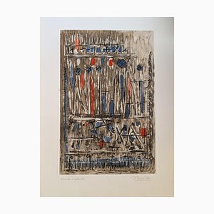 Roger Bissiere, Abstract Composition, Color Engraving, 1962