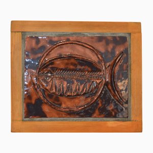 Mid-Century Ceramic Wall Sculpture with Fish Motif, 1950s
