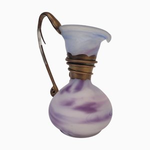 Violet Glass Jug with Gilt Decorations, France, 1980s