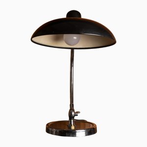 Lampada da scrivania in stile Bauhaus nera e cromata, anni '70