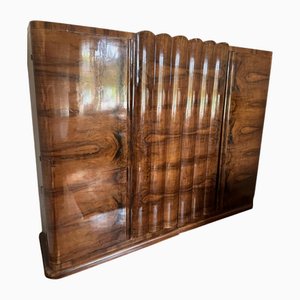 Art Deco Walnut Wardrobe, Central Europe, 1930s