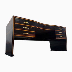 Italian Art Deco Desk in Ebony Makassar by Osvaldo Borsani, 1940