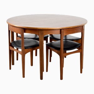 Table de Salle à Manger Extensible Mid-Century et Chaises en Teck de Nathan, 1960s, Set de 5
