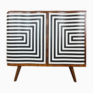 Mobiletto vintage con motivo Op Art, Polonia, 1950