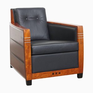 Art Deco Frank Chair in Black Leather by Schuitema