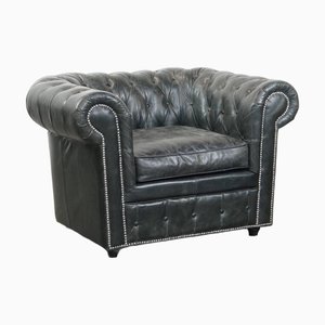 Club chair Chesterfield in pelle di vacchetta granulata