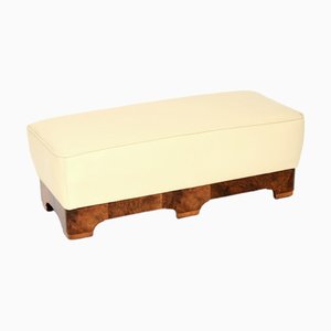 Art Deco Burr Walnut and Leather Ottoman, 1930s