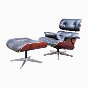 Poltrona con poggiapiedi di Charles & Ray Eames per Herman Miller, anni '70