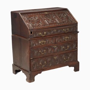 Walnut Stained Oak Drop-Leaf Desk