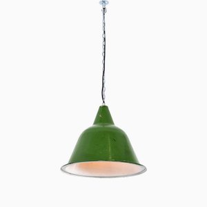 Large Enamel Industrial Pendant Lamp, 1960s