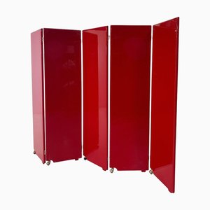 Mid-Century Modern Red Lacquered Room Divider, Italy, 1960s
