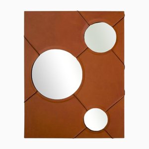 A Day in the Life Wall Mirror with Faux Leather Frame by Oscar Maschera