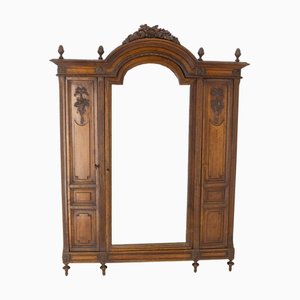 Miniature French Walnut and Beveled Mirror Chef-d'Oeuvre Armoire, 1900s