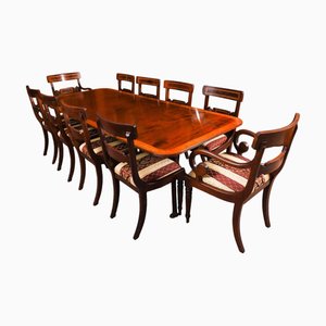 Vintage Regency Revival Dining Table and Chairs by William Tillman, 1980s, Set of 11