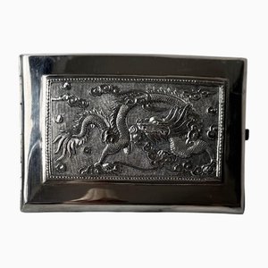 Indochina Southeast Asian Silver Cigarette Case with Dragon Decoration