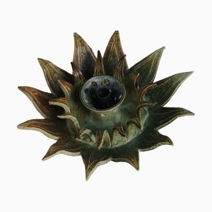 Mid-Century Keramik Sunburst Wandlampe oder Dekorative Wandskulptur, 1960er