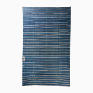 Vintage Dhurrie Flachgewebe mit Blauen Streifen von Rug&Kilim, 1950er