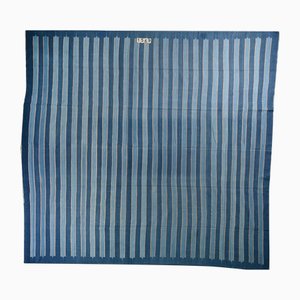 Vintage Dhurrie Flachgewebe in Blau & Roten Streifen von Rug&Kilim, 1950er