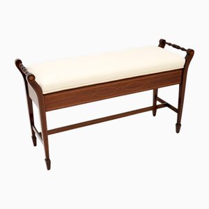 Sgabello da duetto edoardiano antico, fine XIX secolo