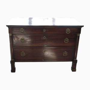 Italian Empire Chest of Drawers in Walnut with Bronze