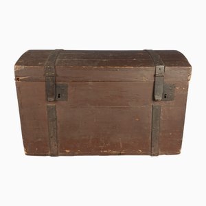 Baule vintage industriale in legno in ferro, anni '20