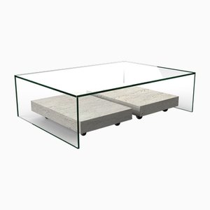 Alba Coffee Table in Natural Italian Travertine Marble by Joaquín Moll for Meddel