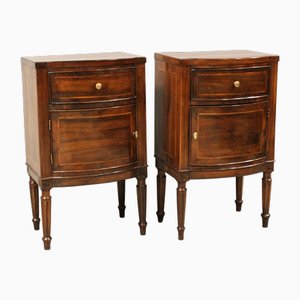 18th Century Louis XVI Italian Bedside Tables in Walnut, Set of 2