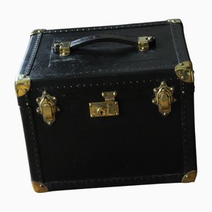 Vintage Black Leather Vanity Case