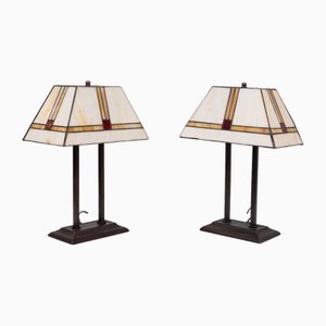 Lampade da tavolo Art Deco in stile Tiffany, Olanda, anni '80, set di 2