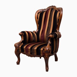 Poltrona antica in tessuto Paul Smith, fine XIX secolo