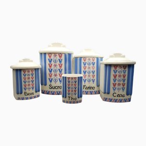 Tschechische Vintage Art Deco Küchendosen aus Steingut der Mignon Serie von Ditmar Urbach, 1920er, 5er Set