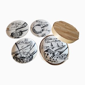 Französische Fondue Teller von Gien, 1970er, 9 . Set